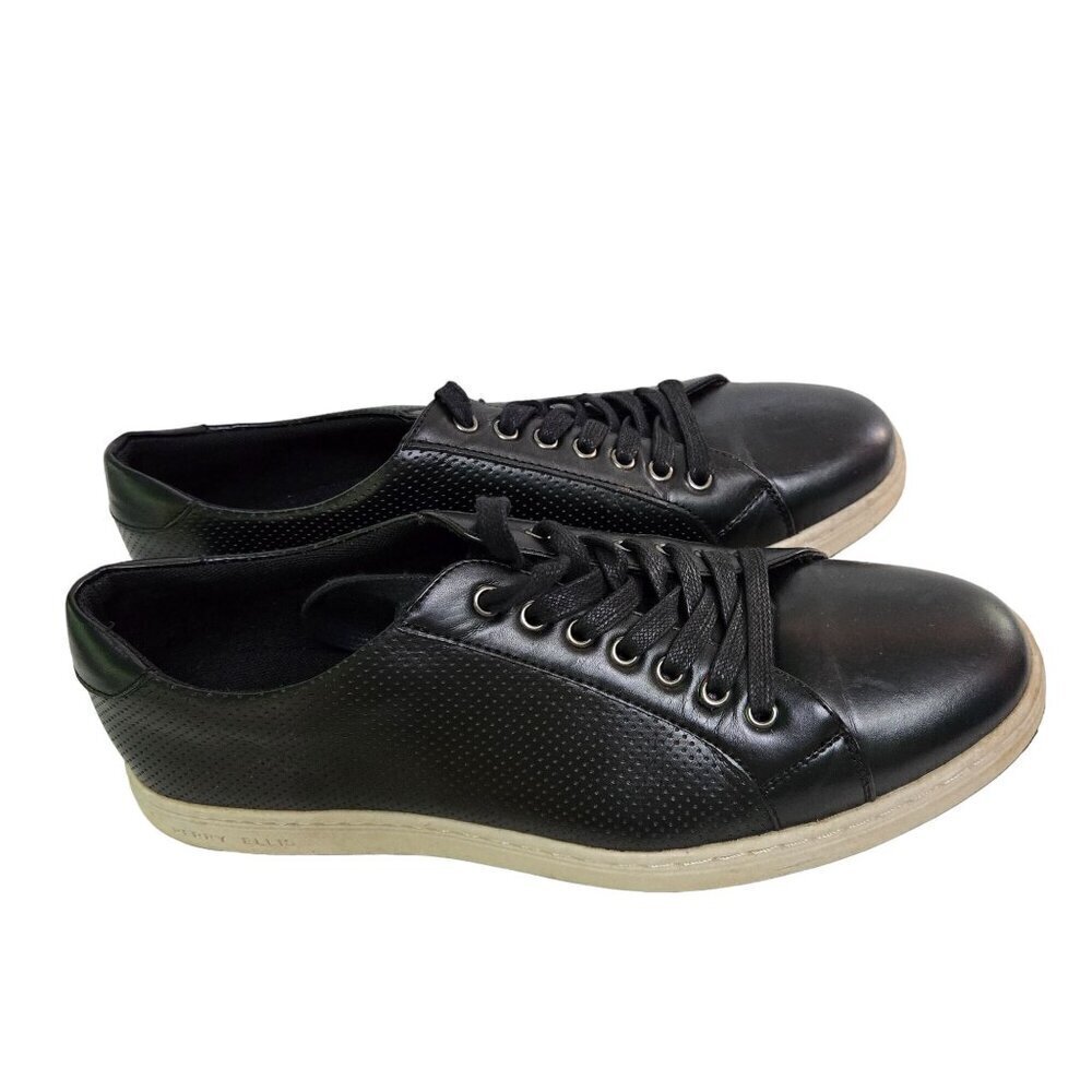 Perry Ellis Portfolio Black Faux Leather Sneakers Size 10.5